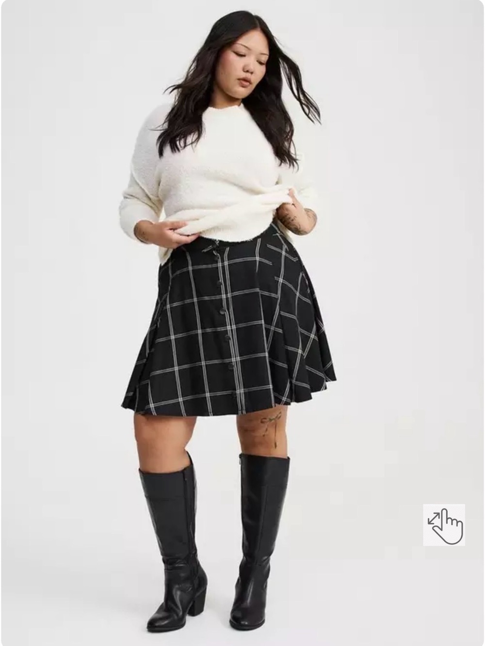 NWT TORRID Skater Button-Front Mini Skirt - Glance Plaid Deep Black